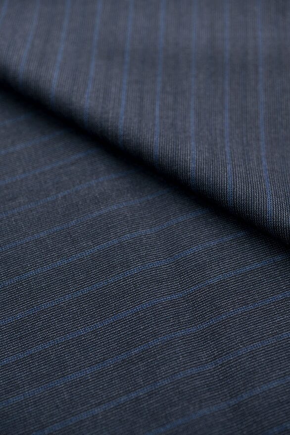 Vintage Suit Fabrics-Wain Shiell V20362 Wain Shiell Blue Stripe Pure Wool Jacketing -1.8m