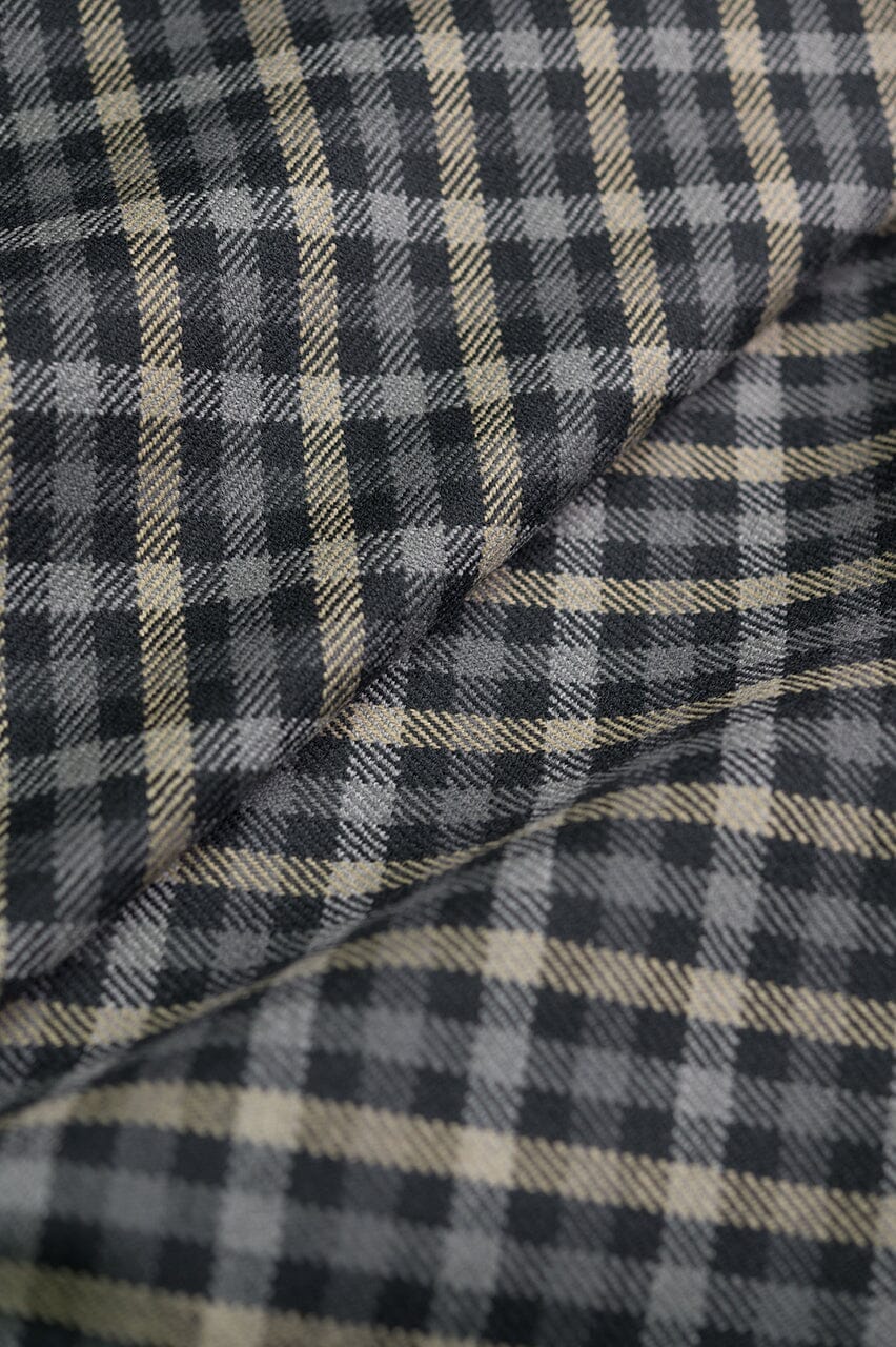 Vintage Suit Fabrics-Wain Shiell V23178 Windowpane Merino & Sable Jacketing -1.7m