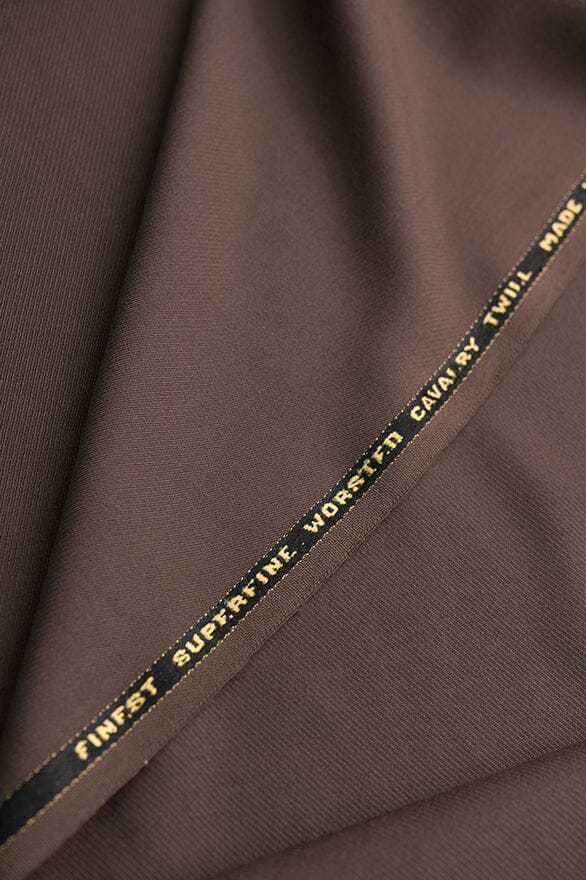 Vintage Suit Fabrics-Whiteley and Green Mocha Brown Cavalry Twill (Price per 0.25m)